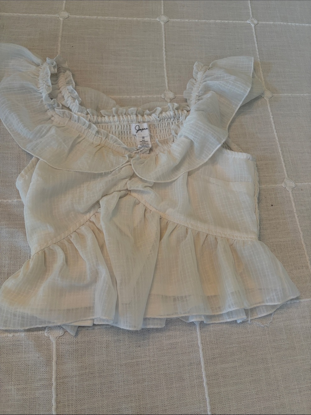 Japna Cream Ruffle Peplum Camisole